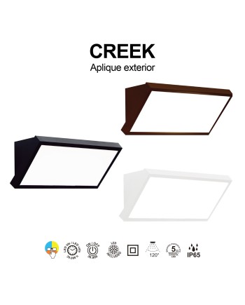 CREEK * APLIQUE EXTERIOR NEGRO LED IP65 - 20W - CCT
